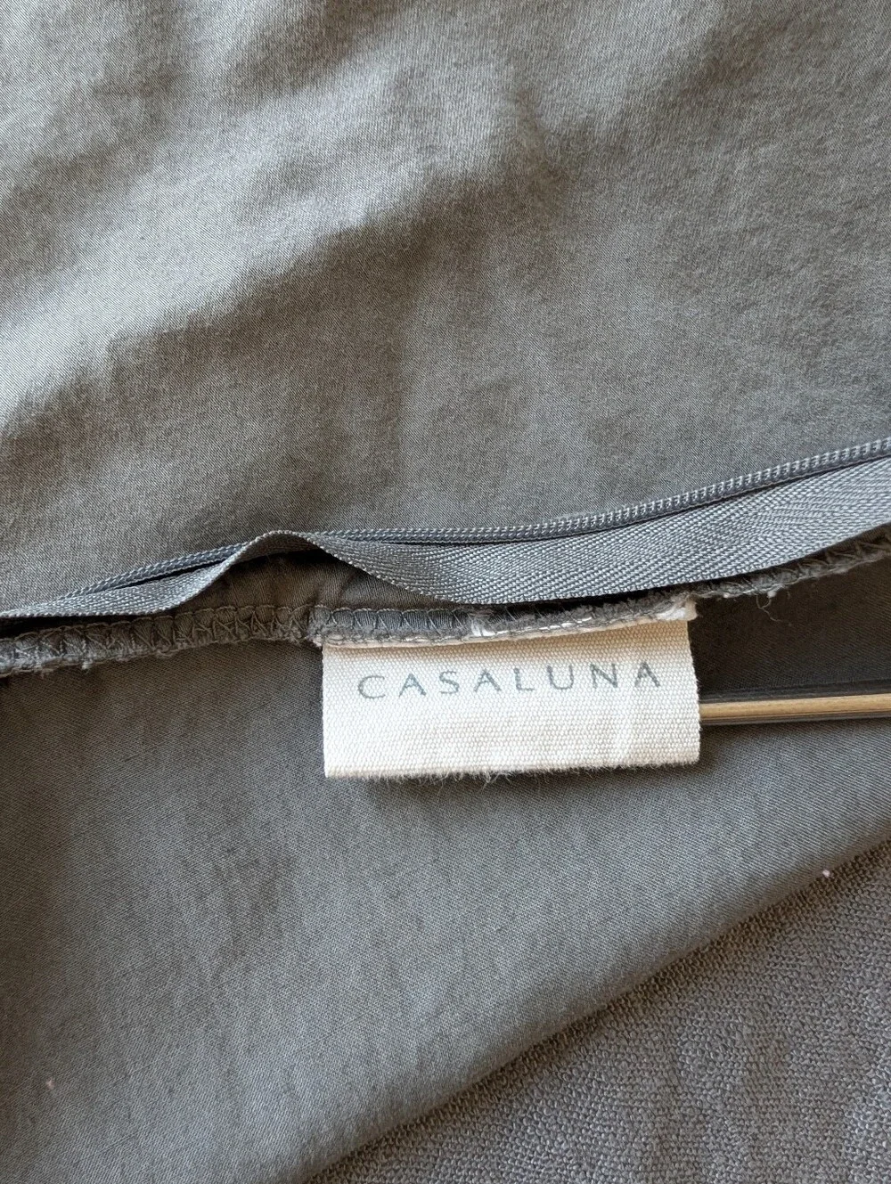 Casaluna Gray Rayon Linen Woven Pillowcases Zipper Size King